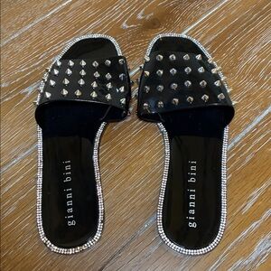 Gianni Bini Black and Silver Studded Sandals